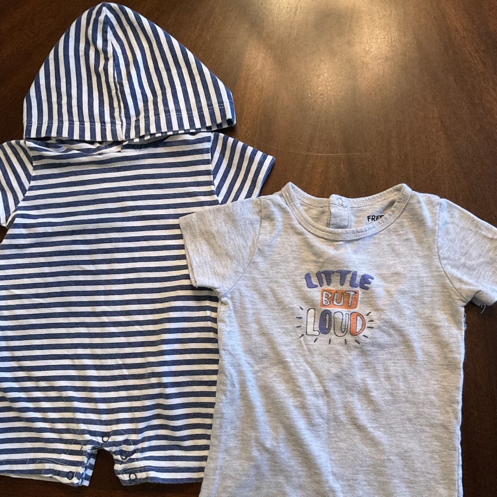 Free Planet 3-6M Little But Loud 2pc Short Rompers
